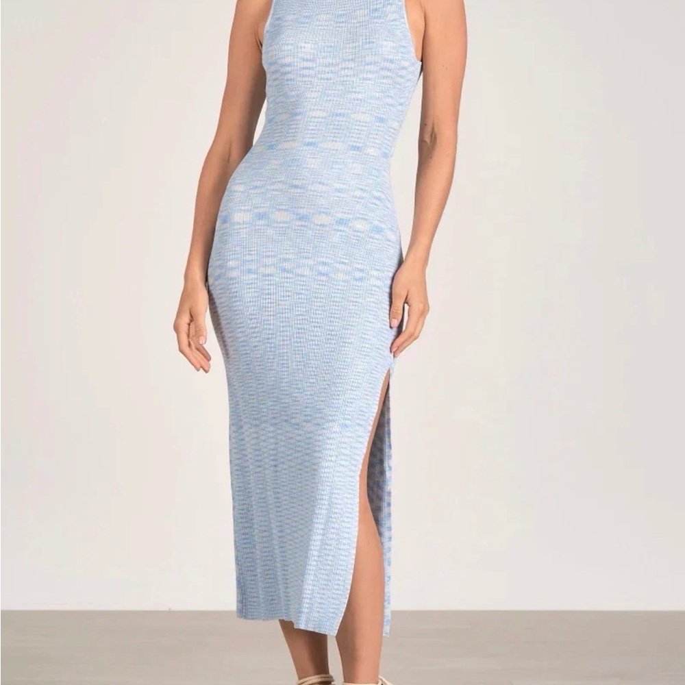 Elan Blue and White Twist Knit Top